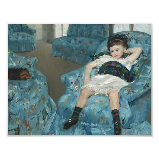 Mary Cassatt, Little Girl in a Blue Armstol Fototryck (Framsidan)