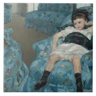 Mary Cassatt, Little Girl in a Blue Armstol Kakelplatta