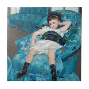 Mary Cassatt, Little Girl in a Blue Armstol Kakelplatta