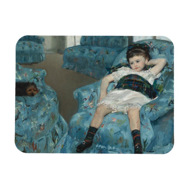 Mary Cassatt, Little Girl in a Blue Armstol Magnet (Horisontell)