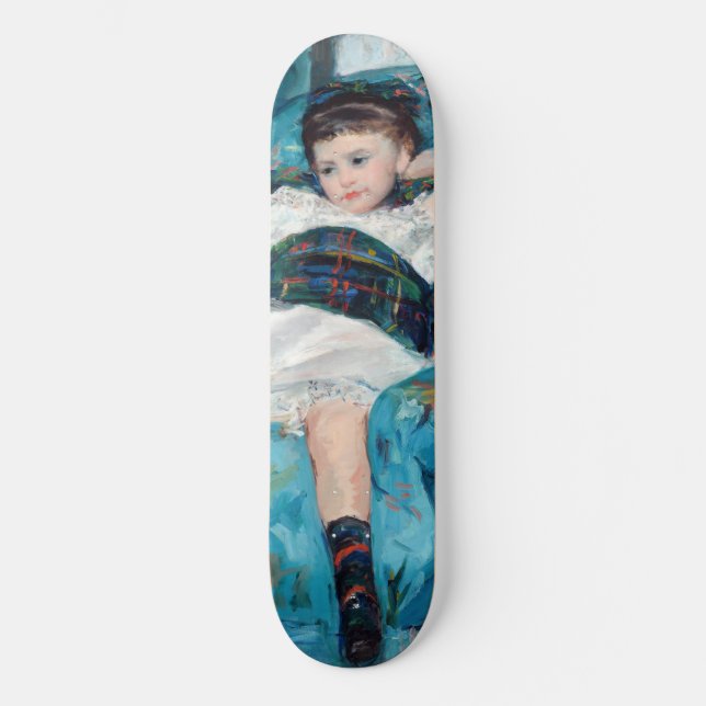 Mary Cassatt, Little Girl in a Blue Armstol Mini Skateboard Bräda 18,5 Cm (Framsida)