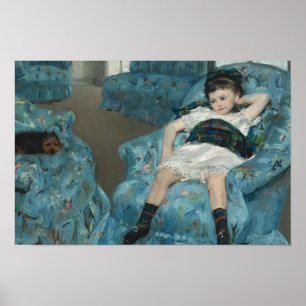 Mary Cassatt, Little Girl in a Blue Armstol Poster