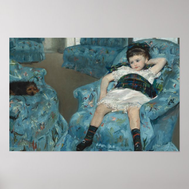 Mary Cassatt, Little Girl in a Blue Armstol Poster (Framsidan)