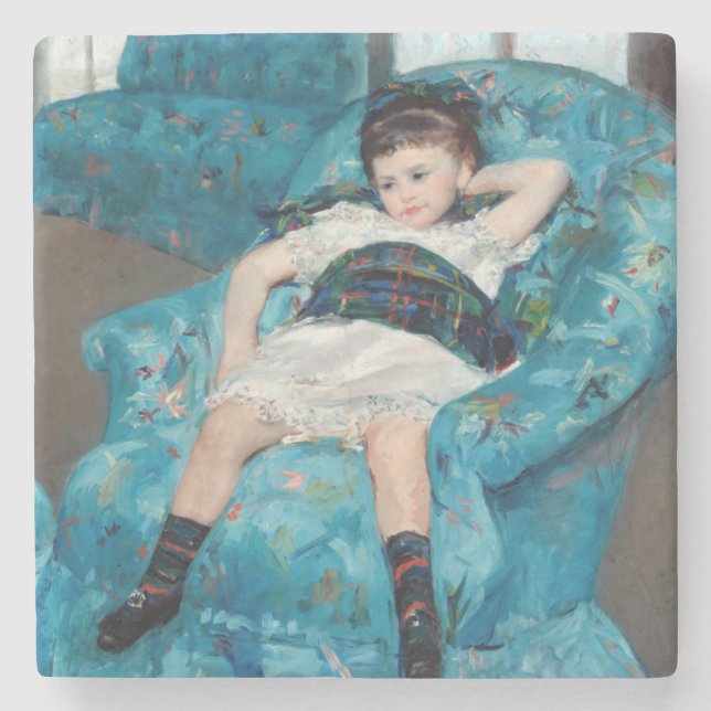 Mary Cassatt, Little Girl in a Blue Armstol Stenunderlägg (Framsidan)