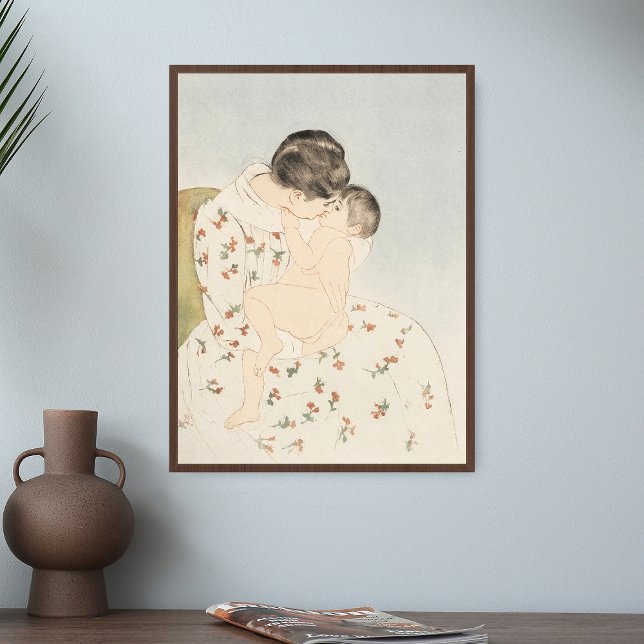 Mary Cassatt Mödrar mellan Kiss Mor Child Art Poster (Skapare uppladdad)