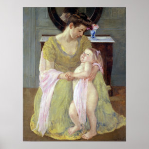 Mary Cassatt mor och barn med en roScarf Poster