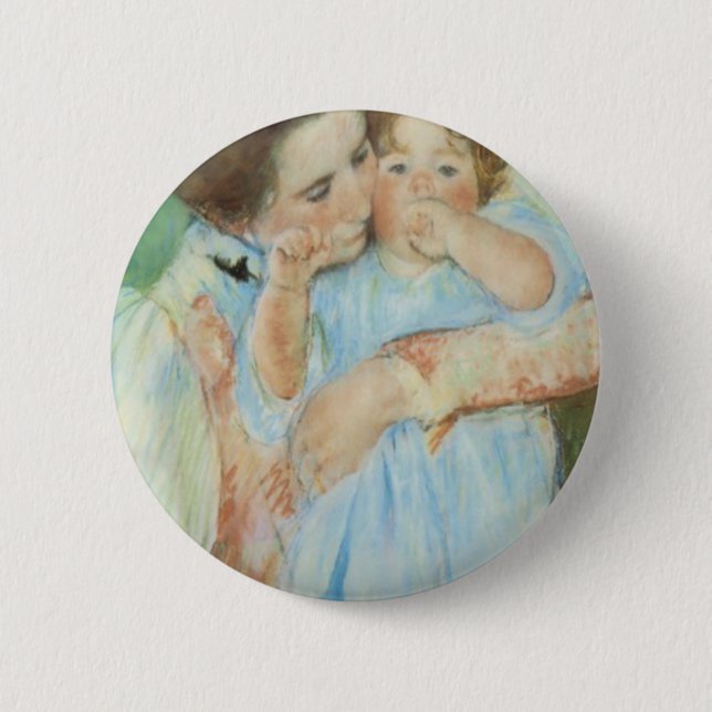 Mary Cassatt Mor och barn Morsdagskort Knapp (Framsida)
