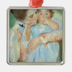 Mary Cassatt Mor och Child Mors dag Card Julgransprydnad Metall
