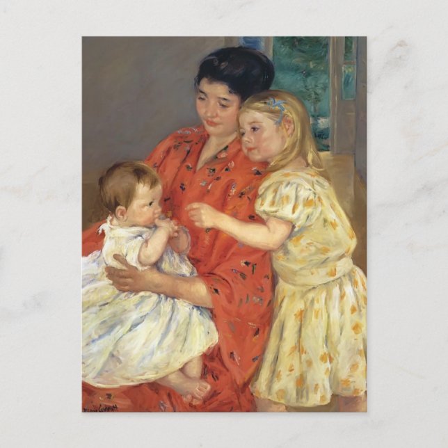 Mary Cassatt- Mor och Sara Admiring Baby Vykort (Framsida)