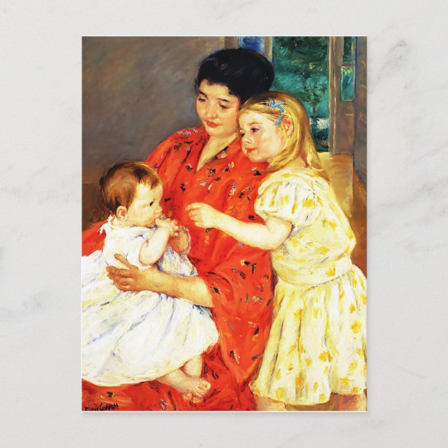 Mary Cassatt, Mor och Sara Admiring Baby Vykort (Framsida)