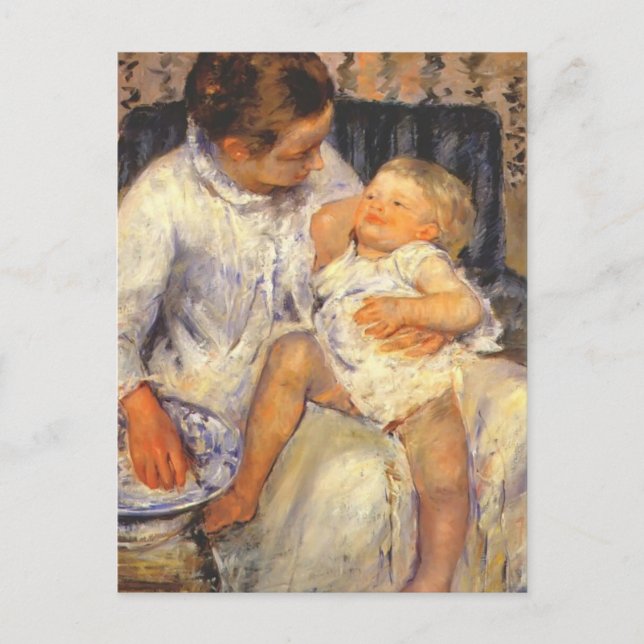Mary Cassatt-Mor ska Tvätta henne Sömnig Child Vykort (Framsida)