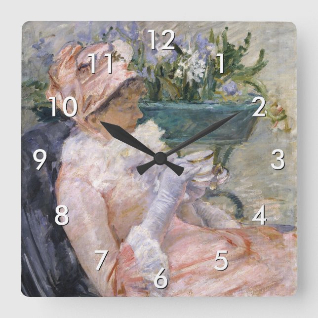 Mary Cassatt - Tekoppen Fyrkantig Klocka (Framsida)