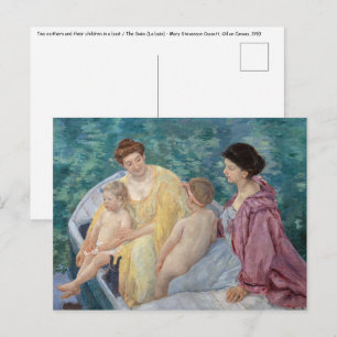 Mary Cassatt - Två mödrar och barn i en båt Vykort