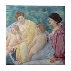 Mary Cassatt: Två mor och barn i båt Kakelplatta