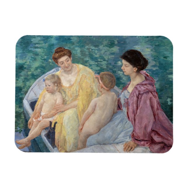 Mary Cassatt: Två mor och barn i båt Magnet (Horisontell)