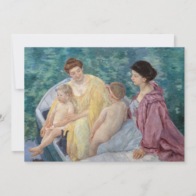 Mary Cassatt: Två mor och barn i båt Tack Kort (Framsida)