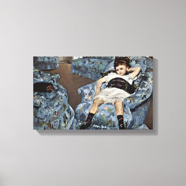 Mary Cassatt (ung flicka i blå fåtölje) Canvastryck (Framsida)