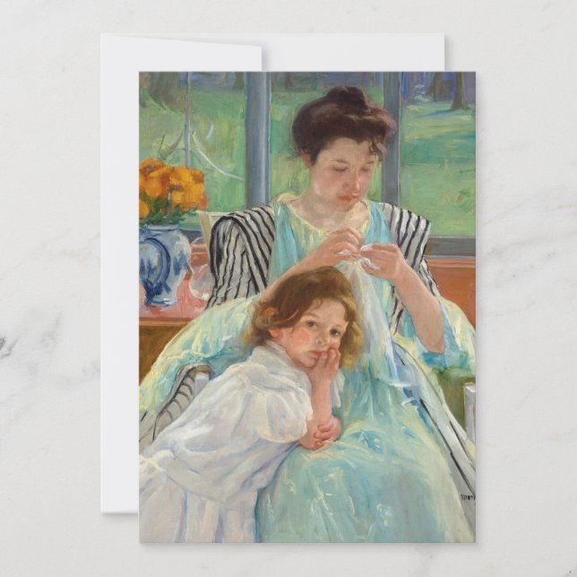 Mary Cassatt - Ung mor som syr Inbjudningar (Framsida)