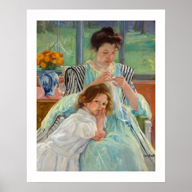 Mary Cassatt - Ung mor som syr Poster (Framsidan)