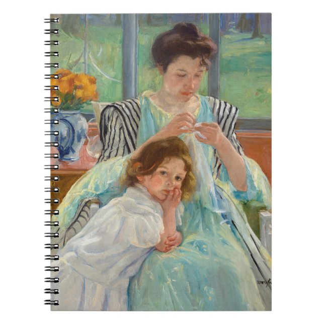 Mary Cassatt - Ung mor sysselsatt med sömnad Anteckningsbok (Framsidan)