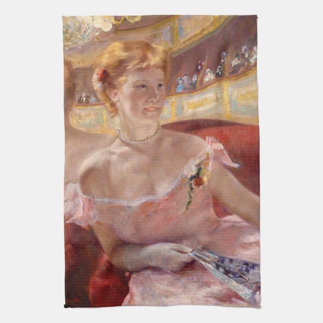 Mary Cassatt - Woman med Pearl Necklace i en Loge Kökshandduk (Vertikal)