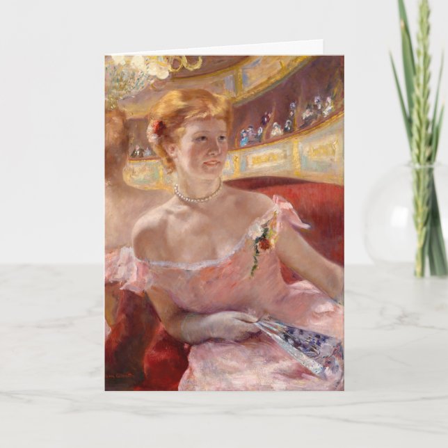 Mary Cassatt - Woman med Pearl Necklace i en Loge Kort (Framsida)