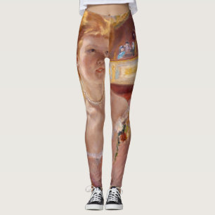 Mary Cassatt - Woman med Pearl Necklace i en Loge Leggings
