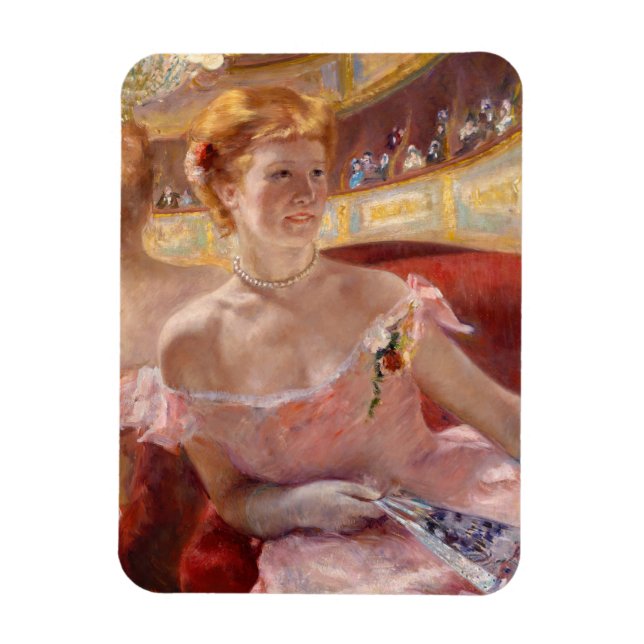 Mary Cassatt - Woman med Pearl Necklace i en Loge Magnet (Vertikal)