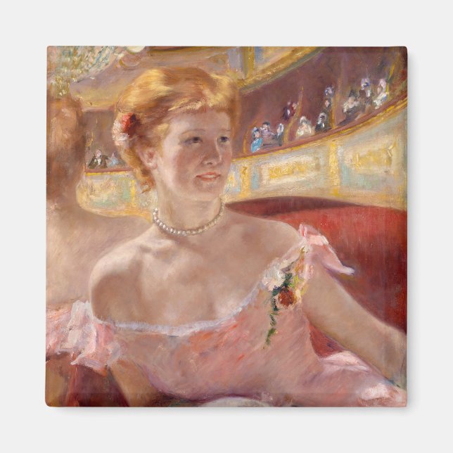 Mary Cassatt - Woman med Pearl Necklace i en Loge Magnet (Framsidan)