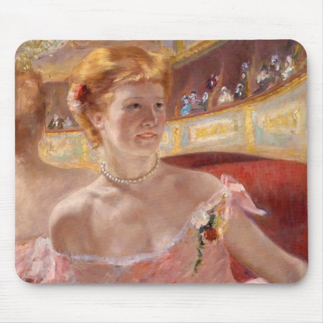 Mary Cassatt - Woman med Pearl Necklace i en Loge Musmatta (Framsidan)