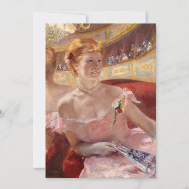 Mary Cassatt - Woman med Pearl Necklace i en Loge Tack Kort (Framsida)