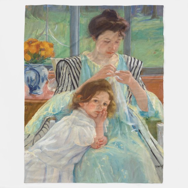 Mary Cassatt - Young Mor Sewing Fleecefilt (Framsidan)