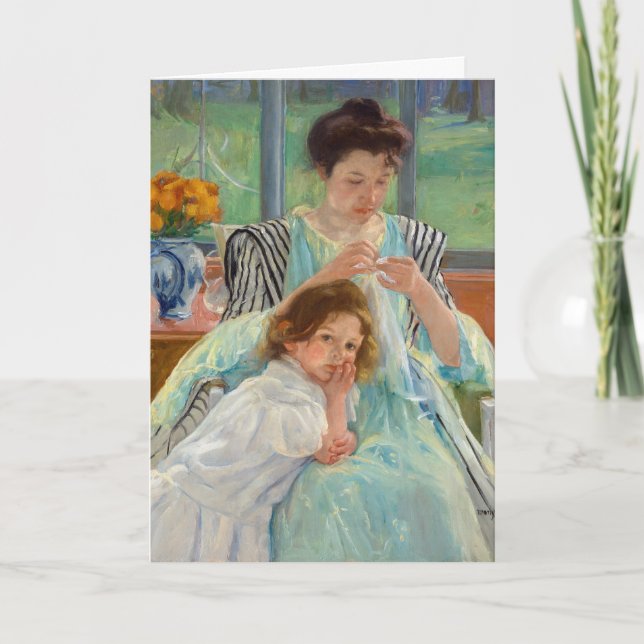 Mary Cassatt - Young Mor Sewing Kort (Framsida)