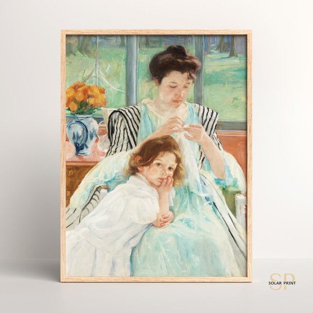 Mary Cassatt Young Mor Sewing Painting Art Poster (Skapare uppladdad)
