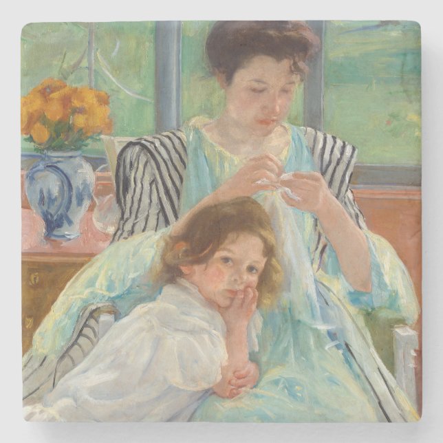 Mary Cassatt - Young Mor Sewing Stenunderlägg (Framsidan)