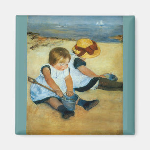 Mary Cassatts barn på stranden (1884) Magnet