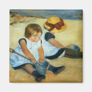 Mary Cassatts barn på stranden (1884) Magnet