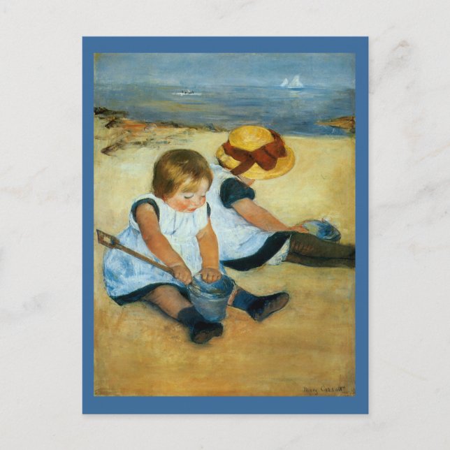 Mary Cassatts barn på stranden (1884) Vykort (Framsida)