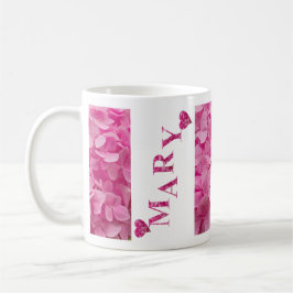 "Mary" Cute Rosa Vår Blommigt Hearts & Lettering Kaffemugg
