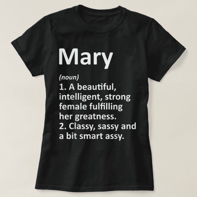 MARY Definition Personlig Namn Funny jul T Shirt (Design framsida)