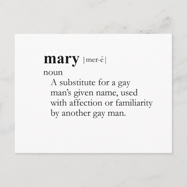 MARY (definition) Vykort (Framsida)