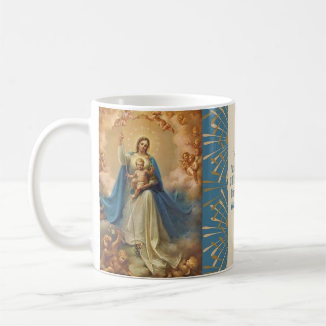 Mary drottning av himmelJesus änglar Kaffemugg (Vänster)