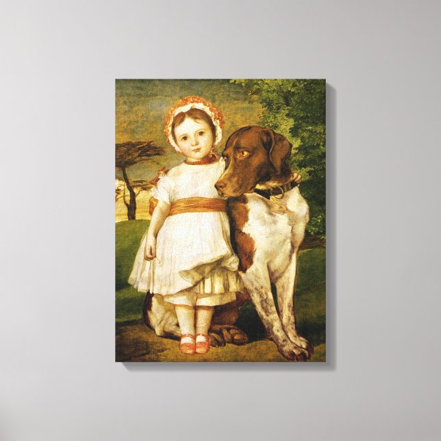 Mary Fox med hennes spanska pekare Hund (G.F. Watt Canvastryck (Framsida)