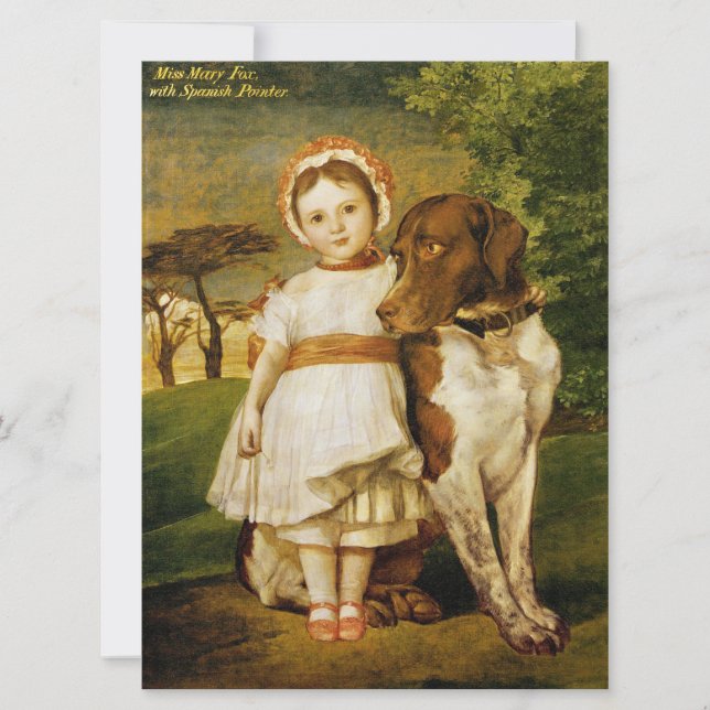 Mary Fox med hennes spanska pekare Hund (G.F. Watt Kort (Framsida)