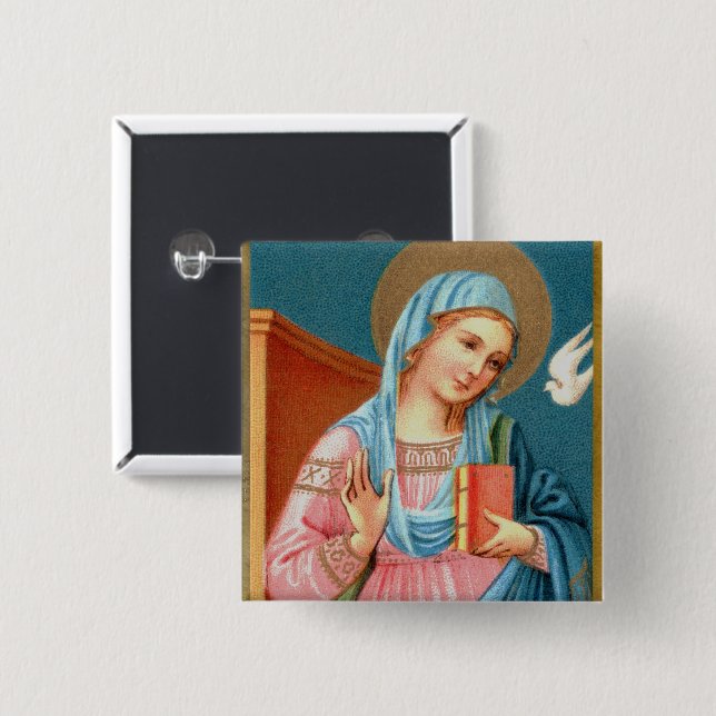 Mary, från F. Lippi's Annunciation (Detail; M 038) Knapp (Framsida & baksida)