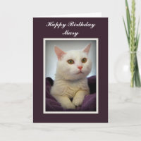 Mary Grattis på födelsedagen White Cat Card