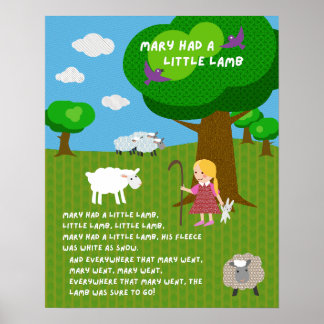 Mary Had a Little Lamb Barnramsuppsats Poster