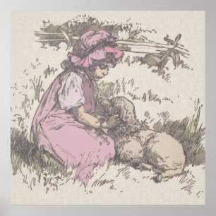 Mary hade en liten lamb Nursery Rhyme Poster