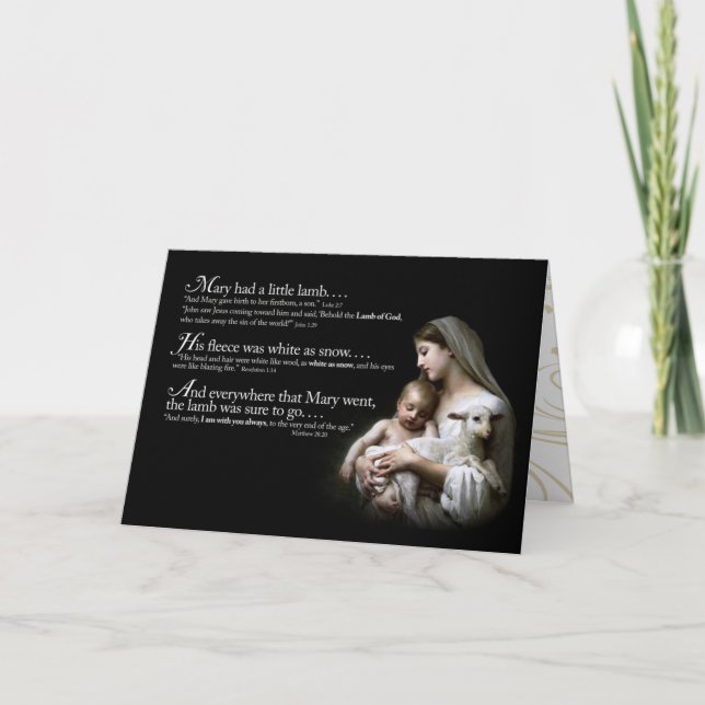 Mary hade ett litet julkort för lamm helgkort (Framsida)