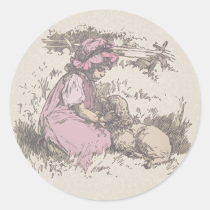 Mary hade ett litet lamm Nursery Rim Runt Klistermärke